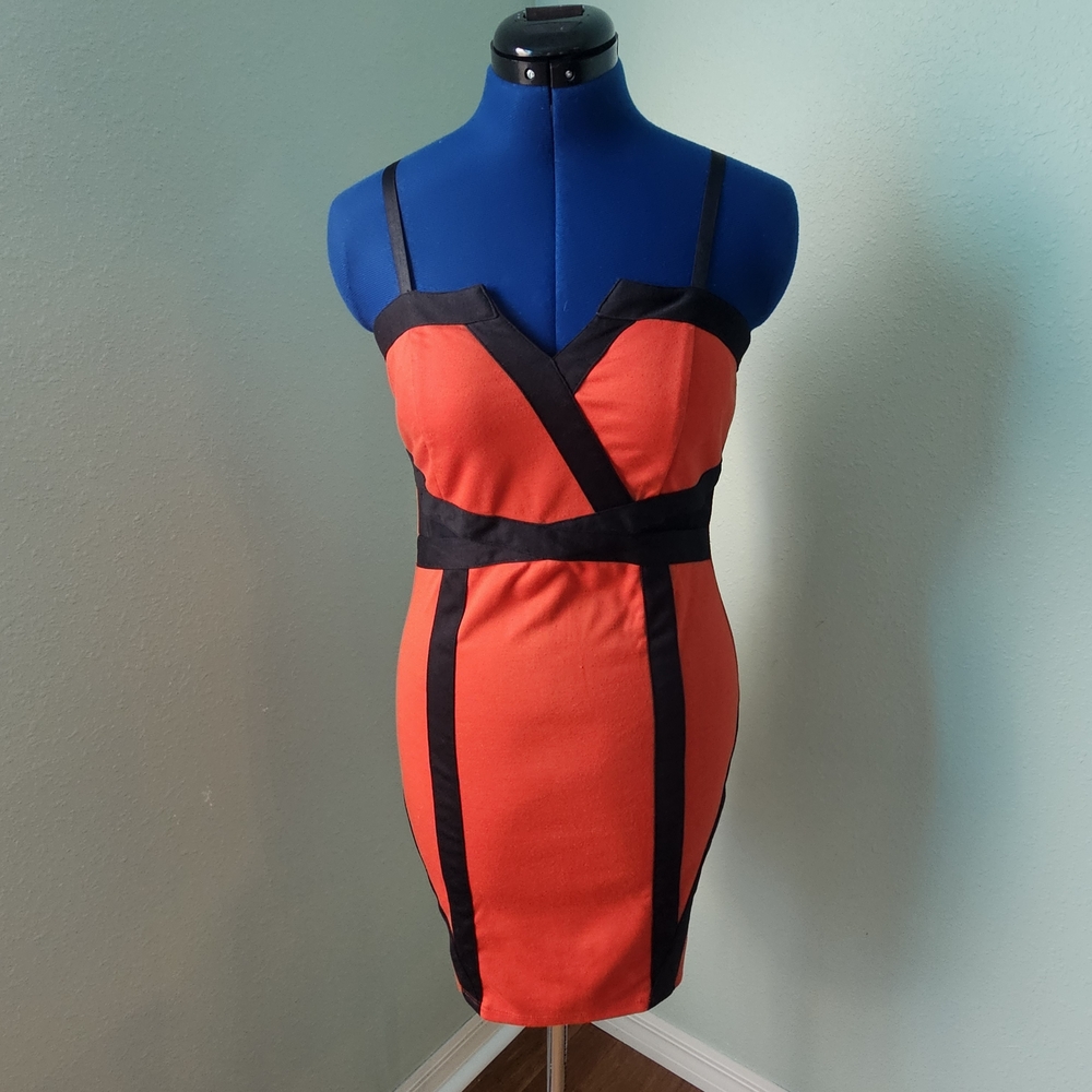Papaya Black and Orange Mini Dress
